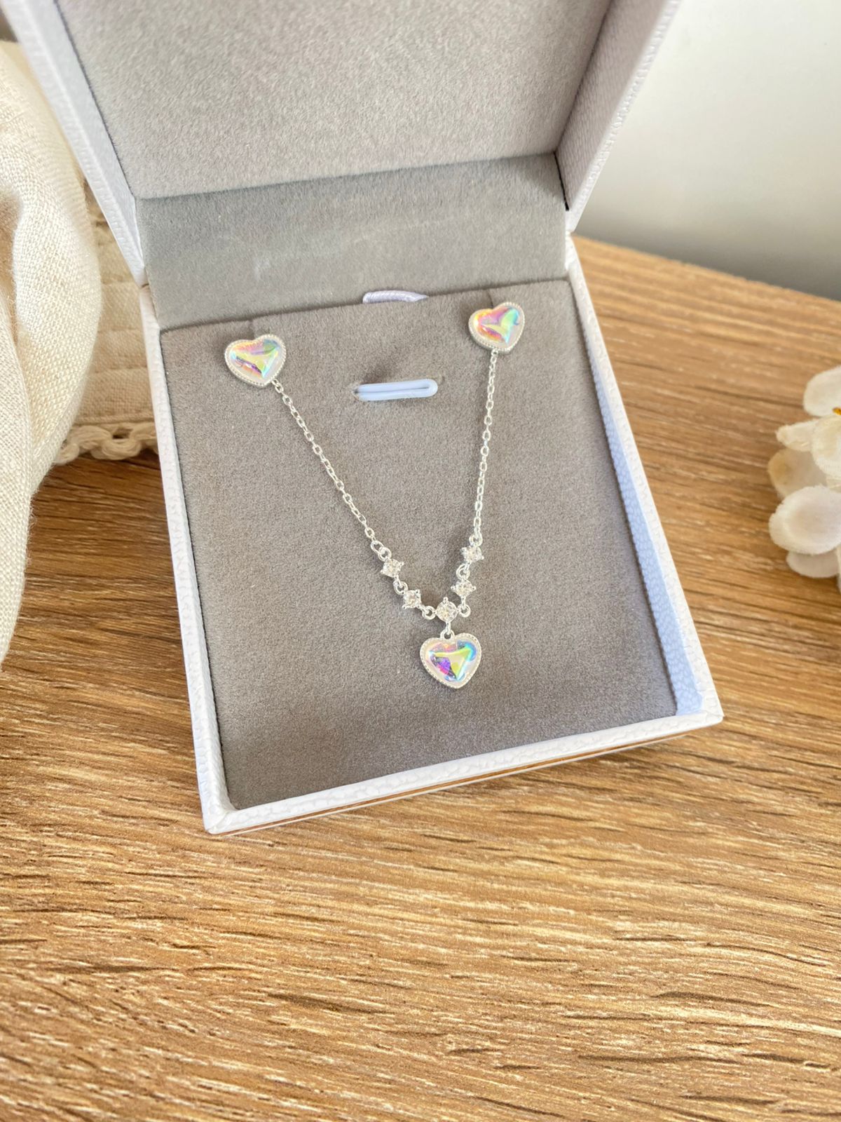 Set plata corazones