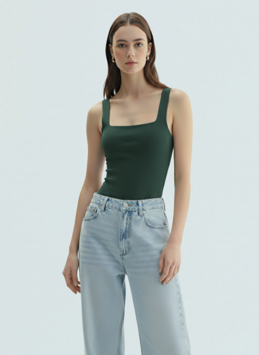 Body Ribbed Cuello Cuadrado