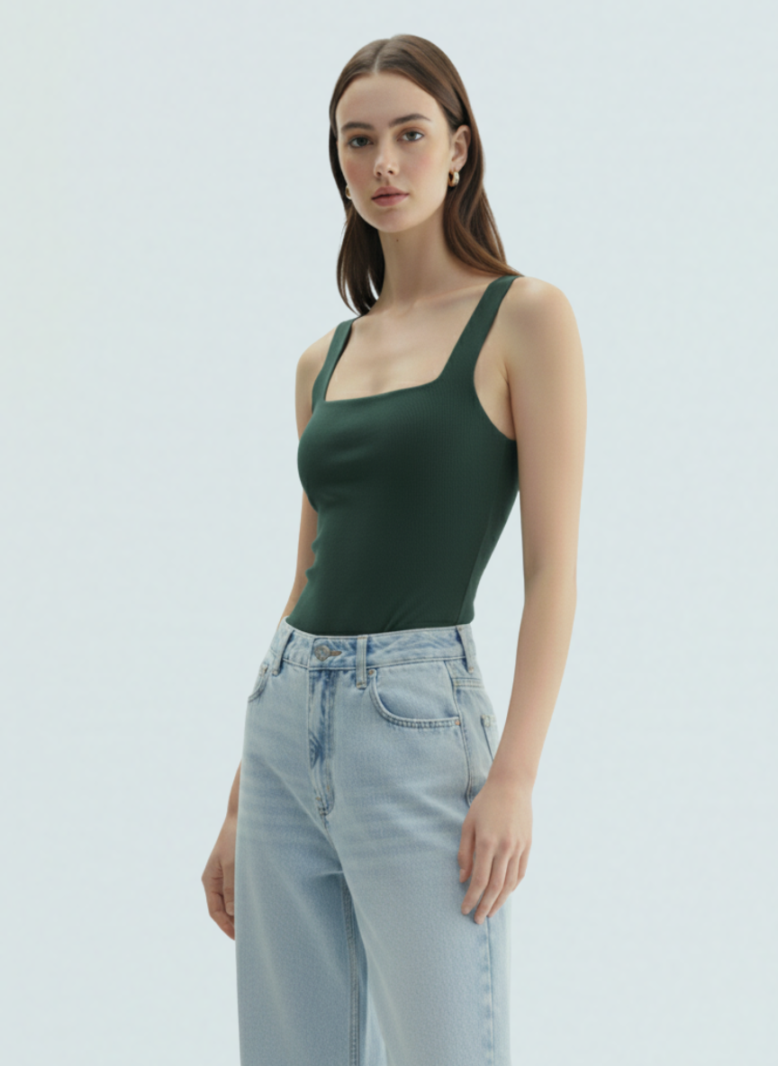 Body Ribbed Cuello Cuadrado